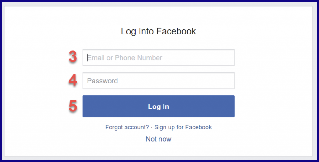 Log into Facebook to connect Facebook to IQOption