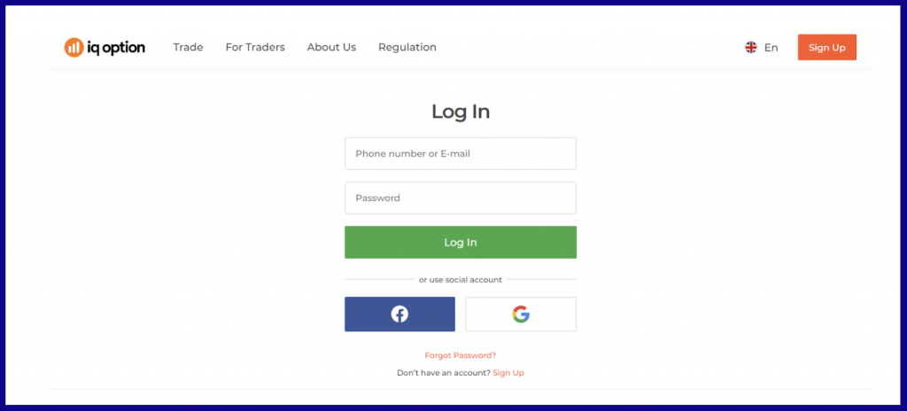 Login Account before deposit IqOption