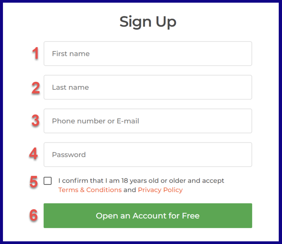 Registration / Open Account - IQOption