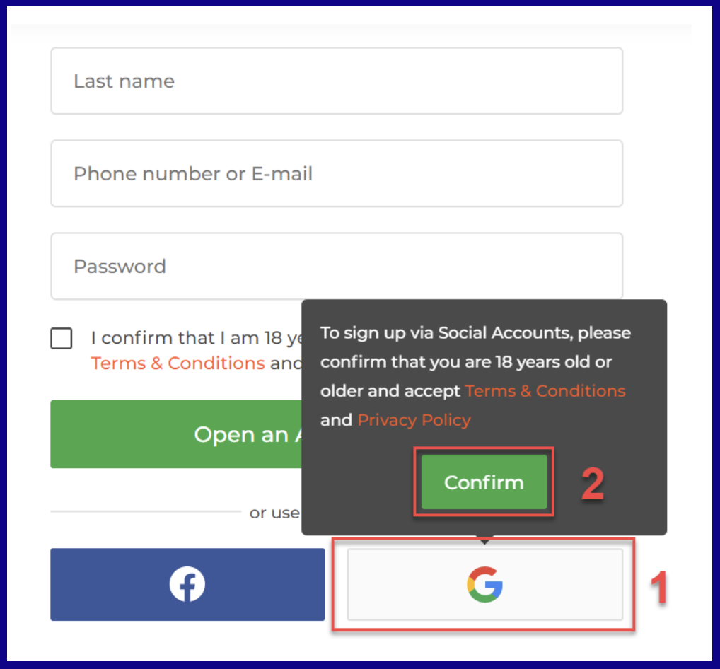 Open IQOption Account with Gmail