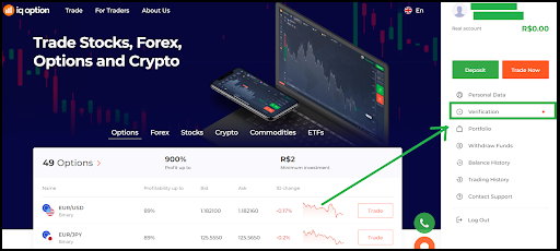 IQ Option verification process